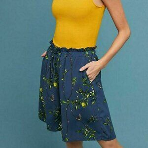 Anthropologie Blue Lemon Print Oversized Burmuda‎ Shorts